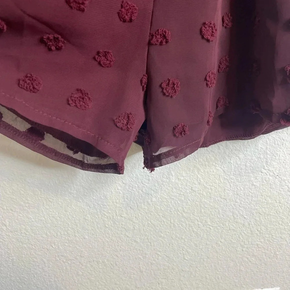 Angashion Maroon V-neck Polka Dot Romper Size Small - Picture 5 of 11